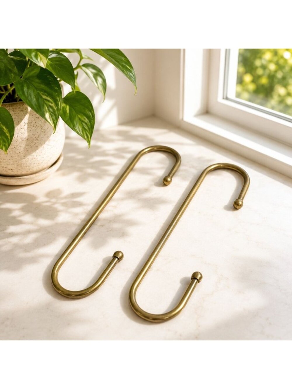 Vintage Brass Curtain Tiebacks Set Of 2 With Classic Curved Design 14 Inches Lon